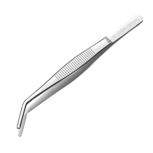 亚润304不锈钢镊子加硬加厚镊子圆头防滑带齿敷料镊子夹子平头修