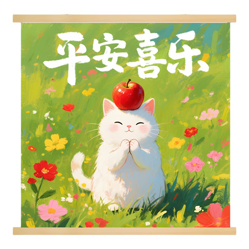 多巴胺卡通小猫咪治愈装饰画挂画