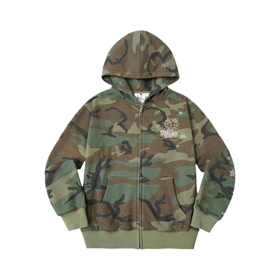 【HELLO KITTY官方联名】WHOOSIS 迷彩烫钻拉链帽衫美式休闲男女