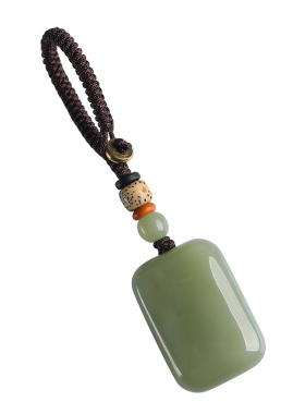 保真天然和田玉无事牌钥匙扣