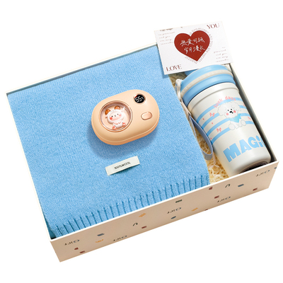 蓝色围巾100%羊毛~温暖惊喜礼盒