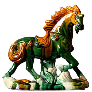 唐三彩马陶瓷马摆件八骏马礼品工艺品家居装饰品中式复古客厅摆件