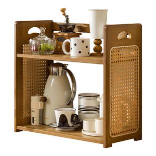 杯子收纳置物架桌面水杯架茶具茶杯水壶整理架吧台咖啡角藤编架子