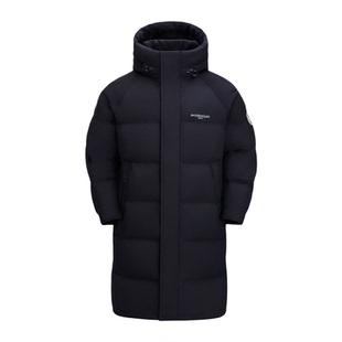 雪中飞冬新款男士连帽中长款连帽时尚休闲宽松舒适羽绒服外套