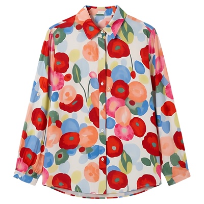 Printed long sleeved floral cardigan top印花长袖碎花开衫上衣