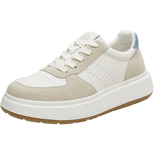 天美意厚底增高面包小白鞋运动板鞋男女同款系带休闲鞋2025秋新款