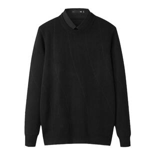 【加绒加厚】海澜之家轻商务针织衫2025冬季新款假两件黑色毛衣男