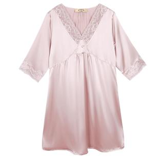 美标2025新款睡裙真丝女100%桑蚕丝绸宽松夏睡衣家居服送妈妈夏季