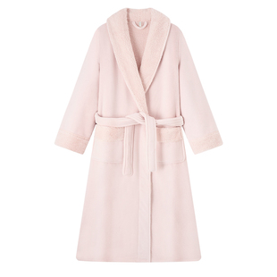 BE珊瑚绒睡袍女款长袍冬季加绒加厚情侣浴袍长款睡衣秋冬毛绒男士