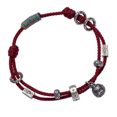 纯银复古国风藏式可调节手绳红绳