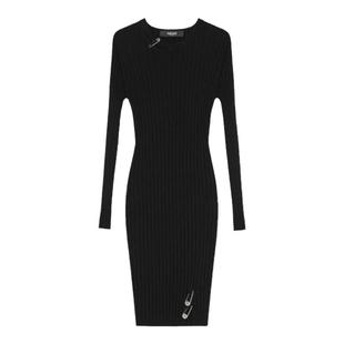 【季末优惠】VERSACE/范思哲 女士Safety Pin罗纹针织迷你连衣裙