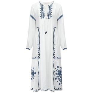 [断码清仓]COCOBELLA重工定位刺绣民族风连衣裙沙滩裙两件套FR920