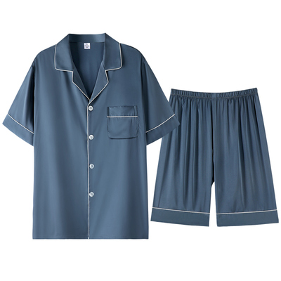 男士冰丝绸夏季睡衣家居服套装