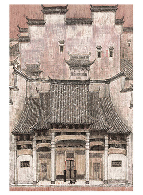 聿田一民宿玄关原木风侘寂装饰画