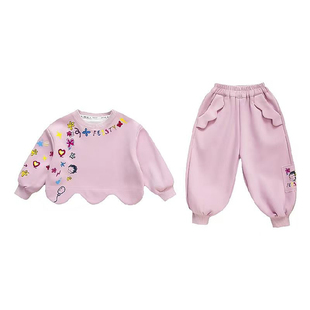 炸街女童套装秋季2025新款洋气儿童秋装宝宝巨好看波浪卫衣两件套