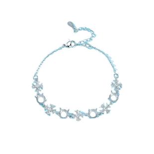 爆款精致梦幻十字架公主轻奢铜手链空托diy镶嵌华子钻翡翠仿925银