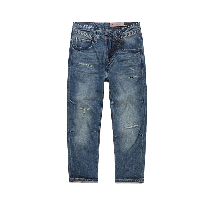 ABLE JEANS【直筒滑板裤】新款男士立体工装通勤宽松破洞牛仔裤