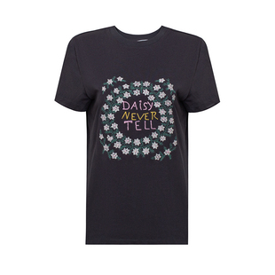 TOP家 时髦街头感 法式复古重工绣花图案高密纯棉圆领短袖t恤女夏