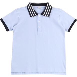 儿童校服短袖POLO衫男女童英伦风中小学生高中生夏季班服纯棉T恤
