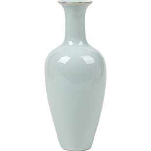 观岚汝窑花瓶开片天青陶瓷花器插花中式家用简约水养客厅餐桌摆件