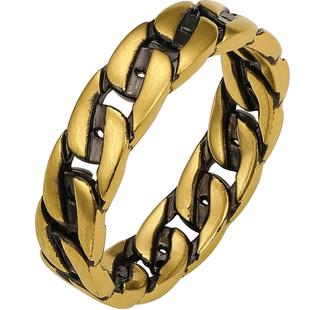 周六福黄金戒指男足金定价黑金链条尾戒素圈指环男戒新年礼物官方