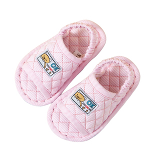 新款纯棉软底儿童拖鞋1-2-3岁春秋四季居家室内防滑静音木地板拖