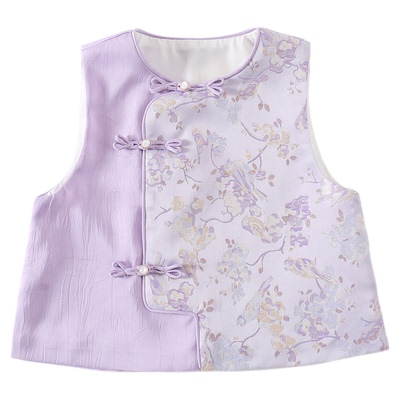 汉服女童新中式国风马甲套装春秋