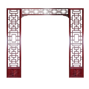 东阳木雕花格落地罩隔断中式花格背景墙玄关屏风隔断镂空花格仿古