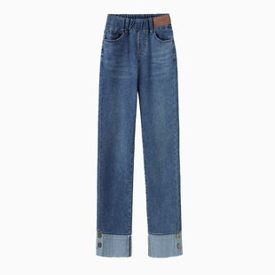 高腰直筒牛仔裤女2024年新款春秋小个子九分烟管裤子显瘦百搭爆款