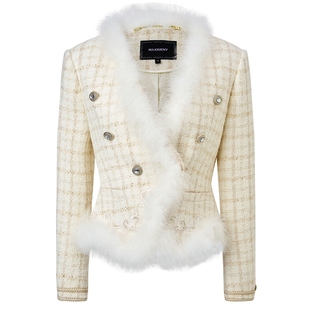 【奥莱】MAXRIENY宫廷复古花纱收腰短款直身外套千金风穿搭