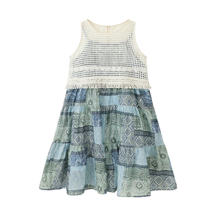 布丁哈鲁童装夏装女童洋气裙子2025夏季新款儿童百搭度假风吊带裙