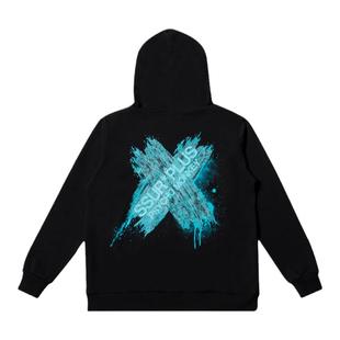 SSURPLUS联名PCMY刷漆渐变连帽卫衣男女情侣宽松嘻哈涂鸦套头帽衫