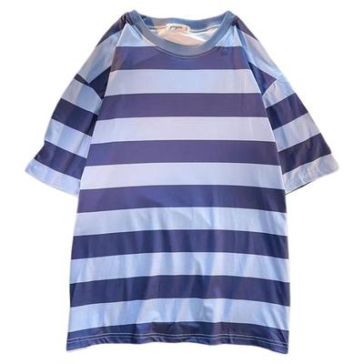 宽松条纹t恤男士时尚半袖上衣