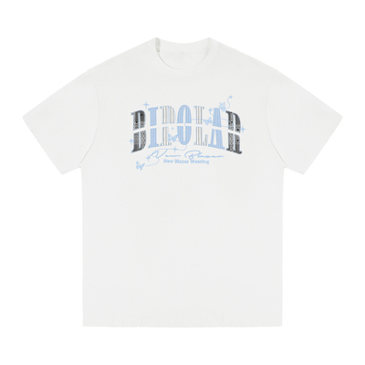 BIPOLAR蝴蝶刺绣格纹短袖T恤