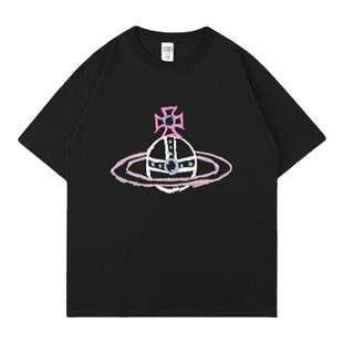 西太后土星纯棉短袖t恤女夏季潮牌宽松半袖韩版休闲风情侣上衣男