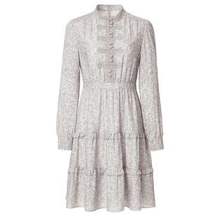 VGRASS女装法式复古羊毛印花连衣裙女冬季新款时尚气质中式扣长裙