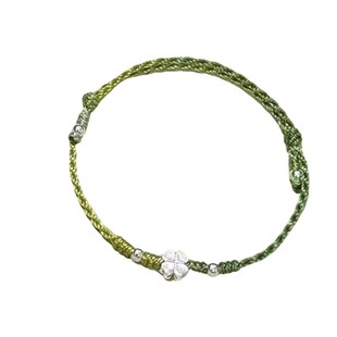 绿意盎然四叶草手工编织小众独特精致幸运星轻奢百搭风可调节手链