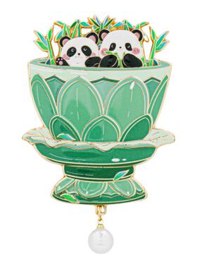 秘色瓷莲花碗熊猫冰箱贴中国风博物馆苏州文创旅游纪念品复古礼物