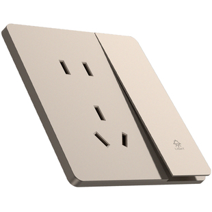 木林森开关插座面板86型一开五孔墙壁家用金色轻奢奶油风超薄开关