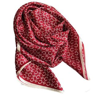 高档送礼红色真丝丝巾大方巾女百搭秋冬季100%桑蚕丝围巾装饰披肩