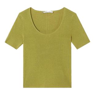 朗姿2025年夏季新款圆领毛针织衫上衣短袖小衫毛衣短袖高级感薄款