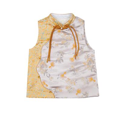 女童拜年服2025新款冬季加厚新中式男童国风唐装汉服马甲夹棉套装