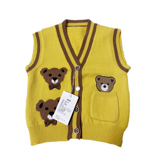 2024新款儿童针织马甲背心洋气男童开衫毛衣宝宝坎肩婴儿春秋薄款