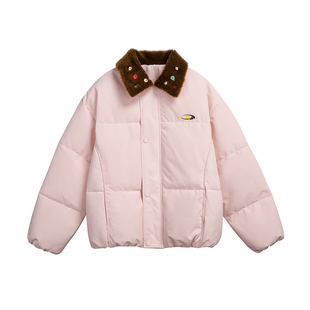 TIRED设计感毛领纽扣保暖棉衣外套冬季情侣面包服宽松加厚棉服潮