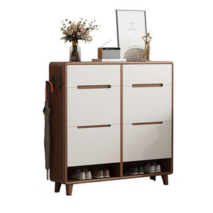 新中式超薄实木翻斗鞋柜大容量省空间窄柜家用门口入户玄关门厅柜