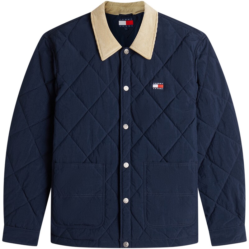 Tommy男装菱格灯芯绒翻领棉服