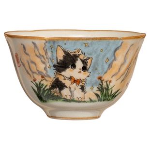 汝窑可爱猫葵口茶杯主人杯陶瓷个人专用品茗杯开片冰裂釉定制茶盏