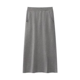 TEASEL「省心云朵」精纺羊毛可机洗可烘干智性运动风侧开叉半裙