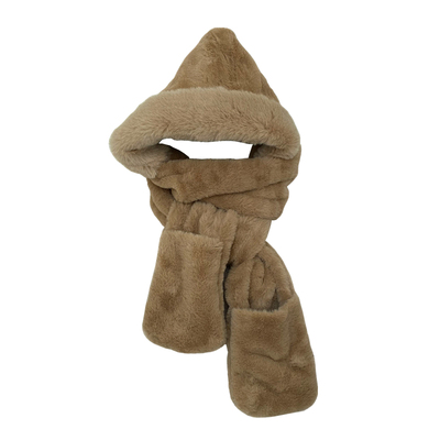 帽子围巾一体女冬天可爱女百搭秋冬季毛绒保暖护耳手套围脖三件套