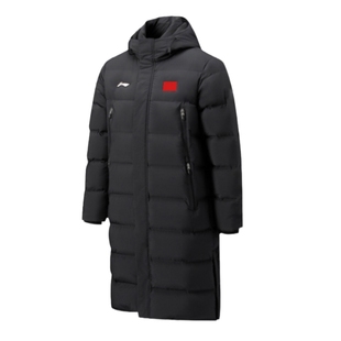 李宁长款羽绒服国旗男2026新款冬加绒加厚过膝训练运动外套鸭绒女